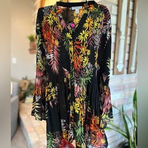Spense Woman Floral Boho style pleated fabric 2X